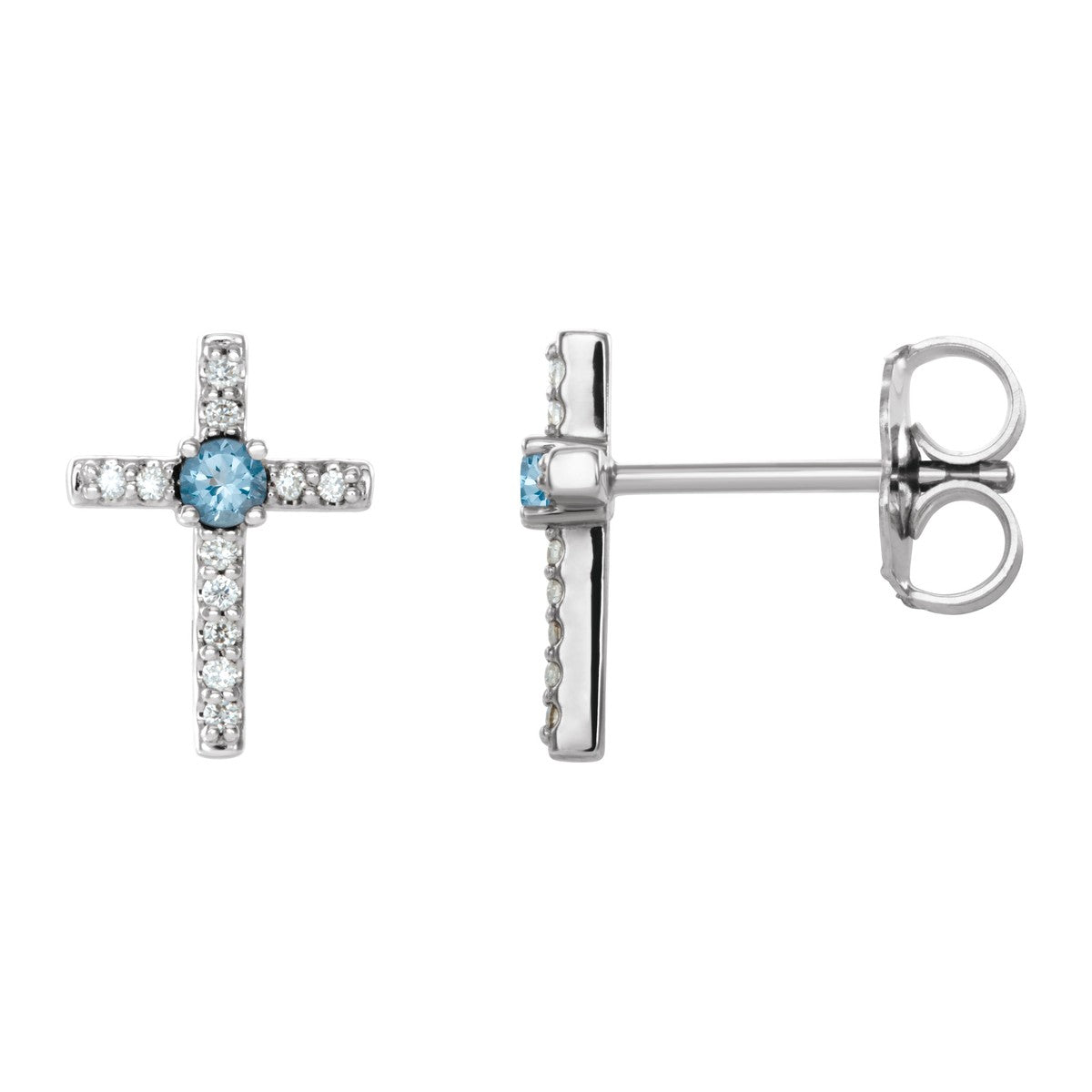 Gemstone Cross Stud Earrings