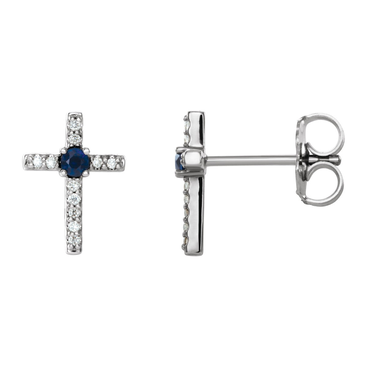 Gemstone Cross Stud Earrings