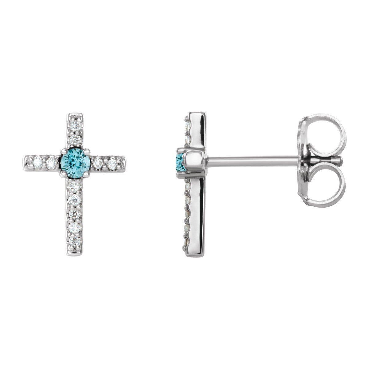 Gemstone Cross Stud Earrings