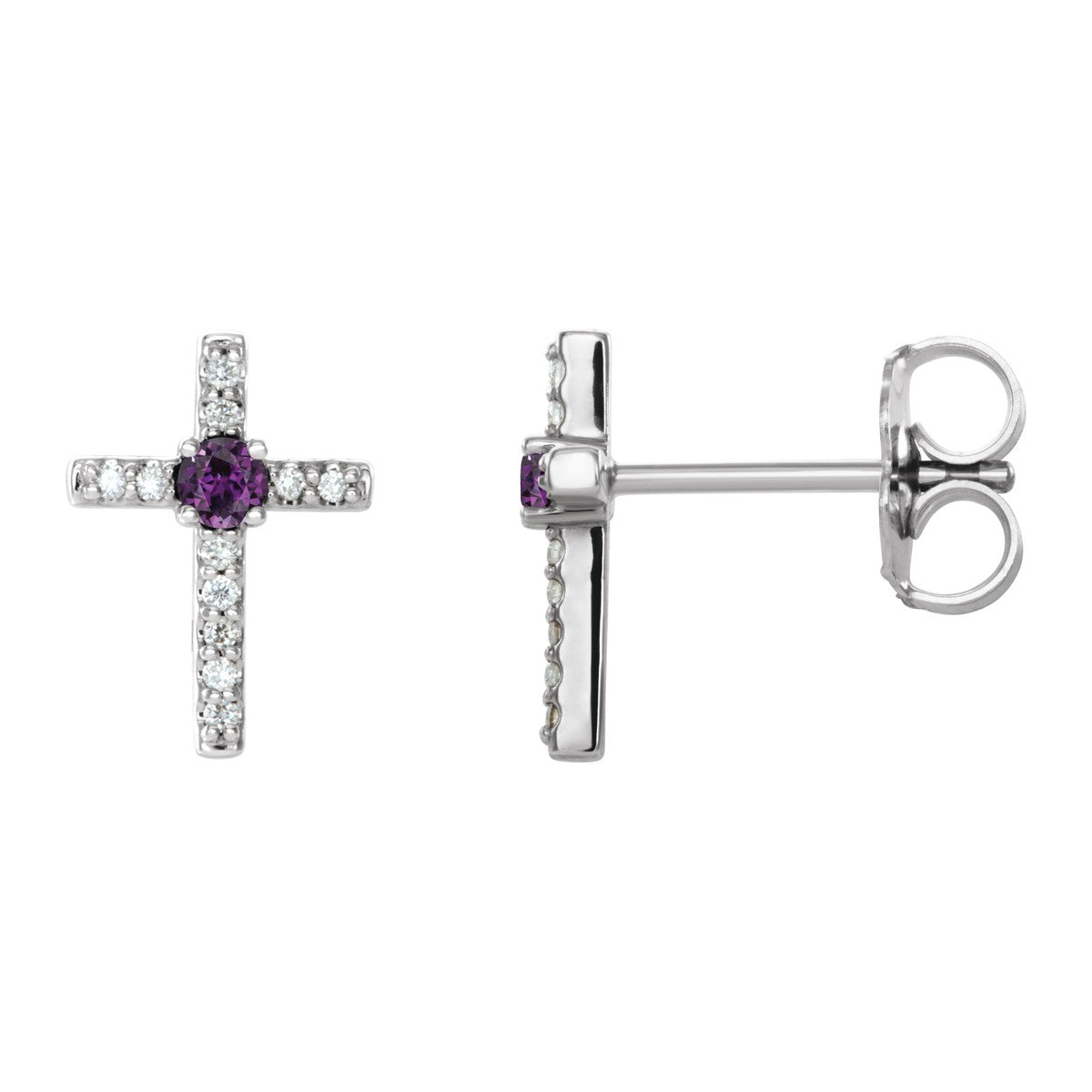 Gemstone Cross Stud Earrings