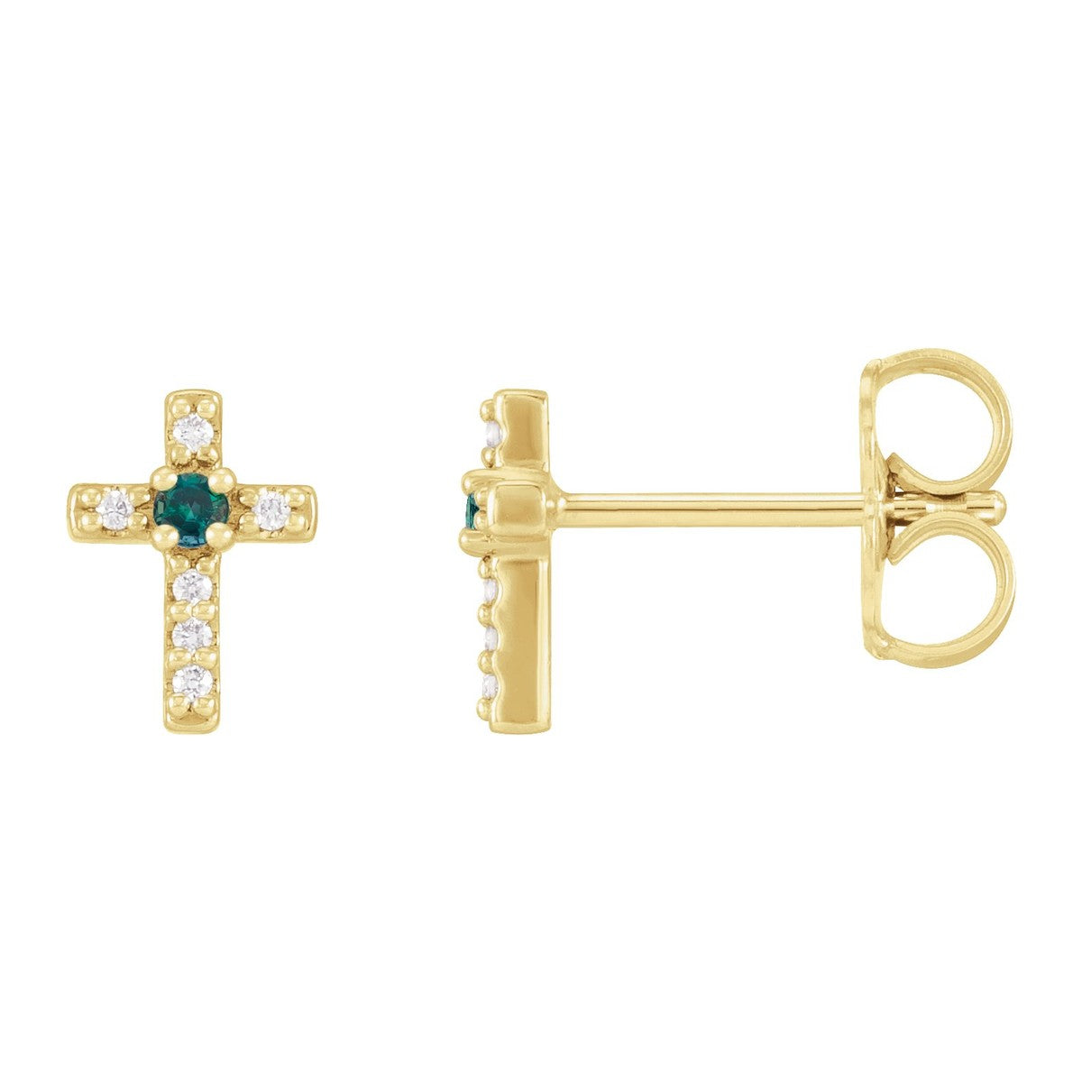 Gemstone Cross Stud Earrings