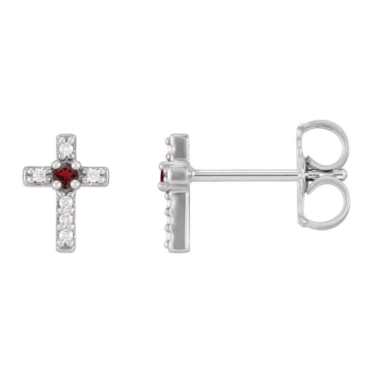 Gemstone Cross Stud Earrings