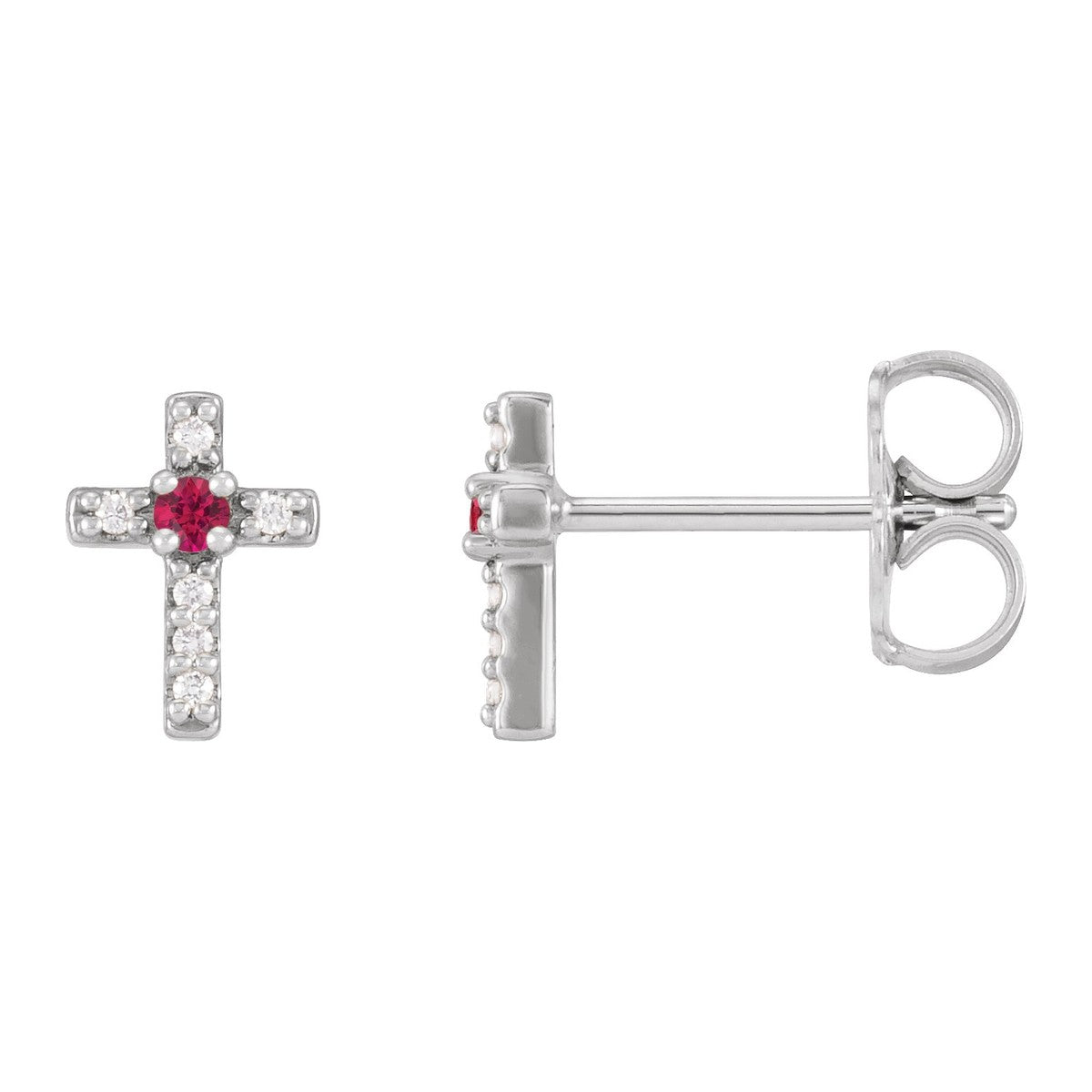Gemstone Cross Stud Earrings