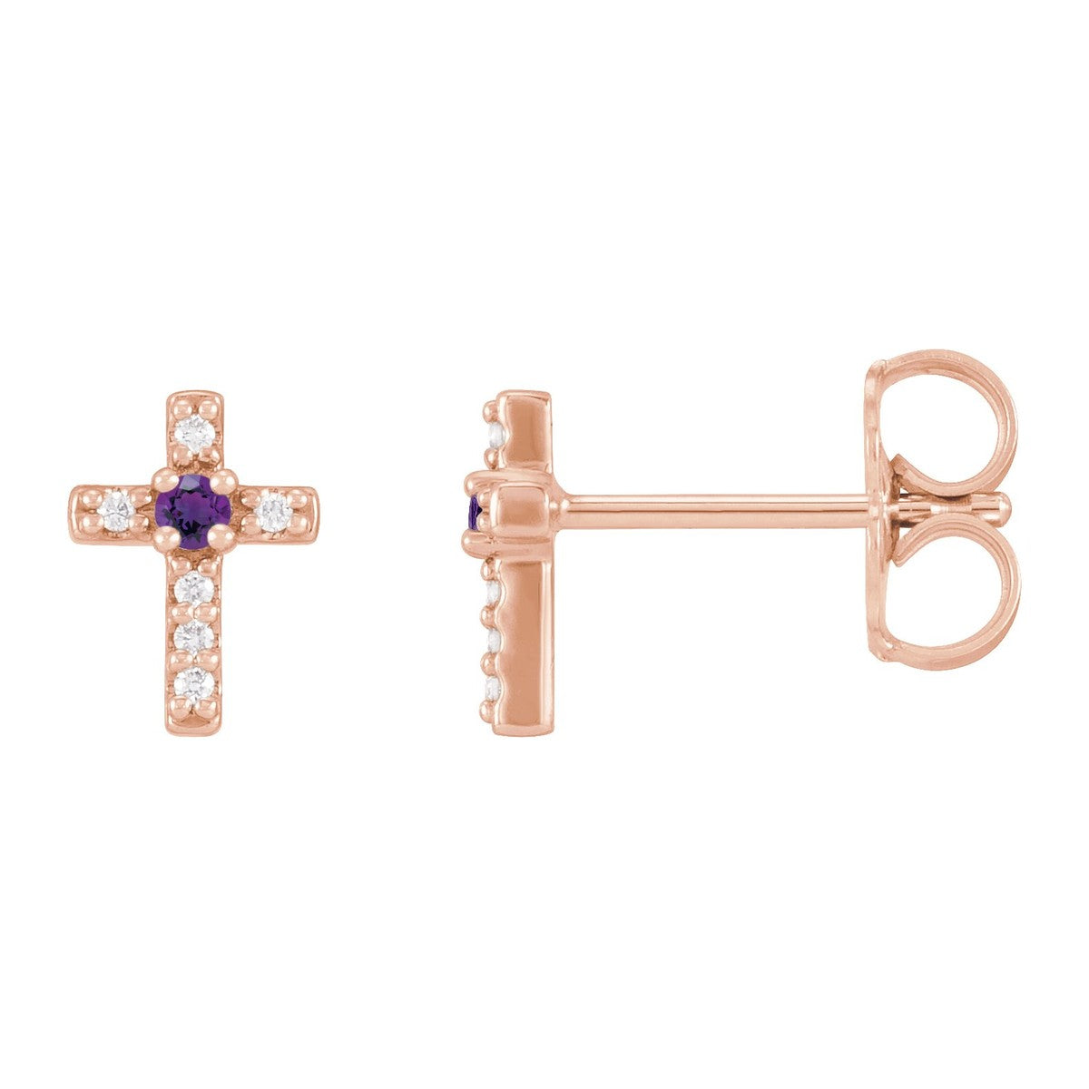 Gemstone Cross Stud Earrings