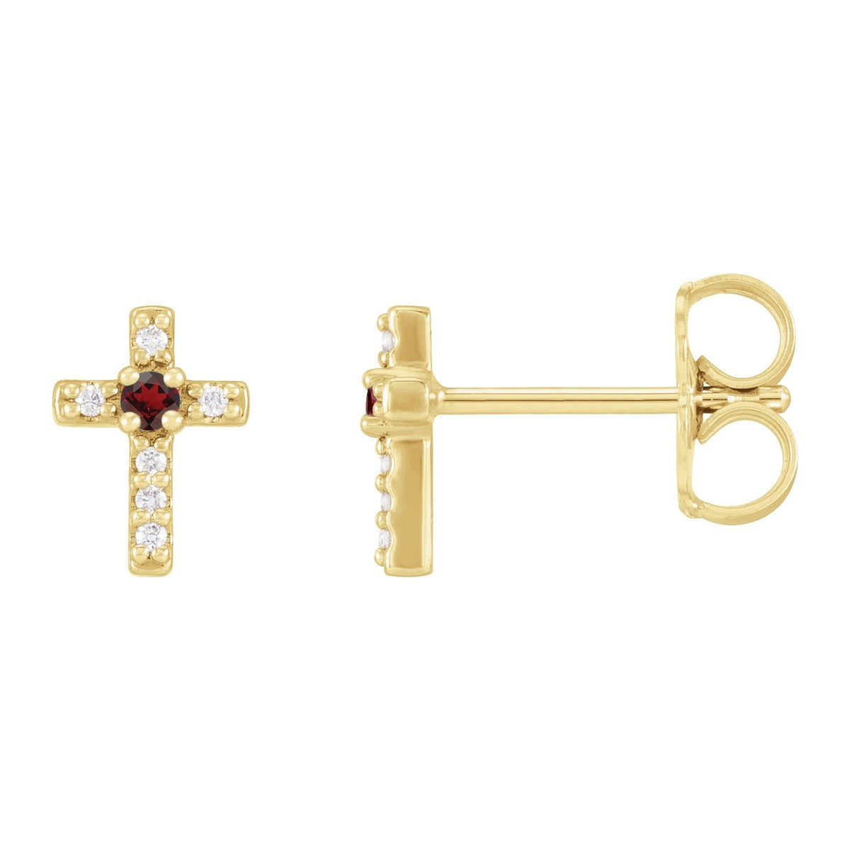 Gemstone Cross Stud Earrings