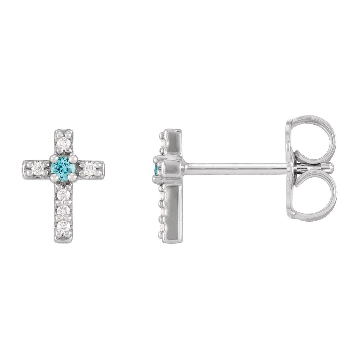 Gemstone Cross Stud Earrings