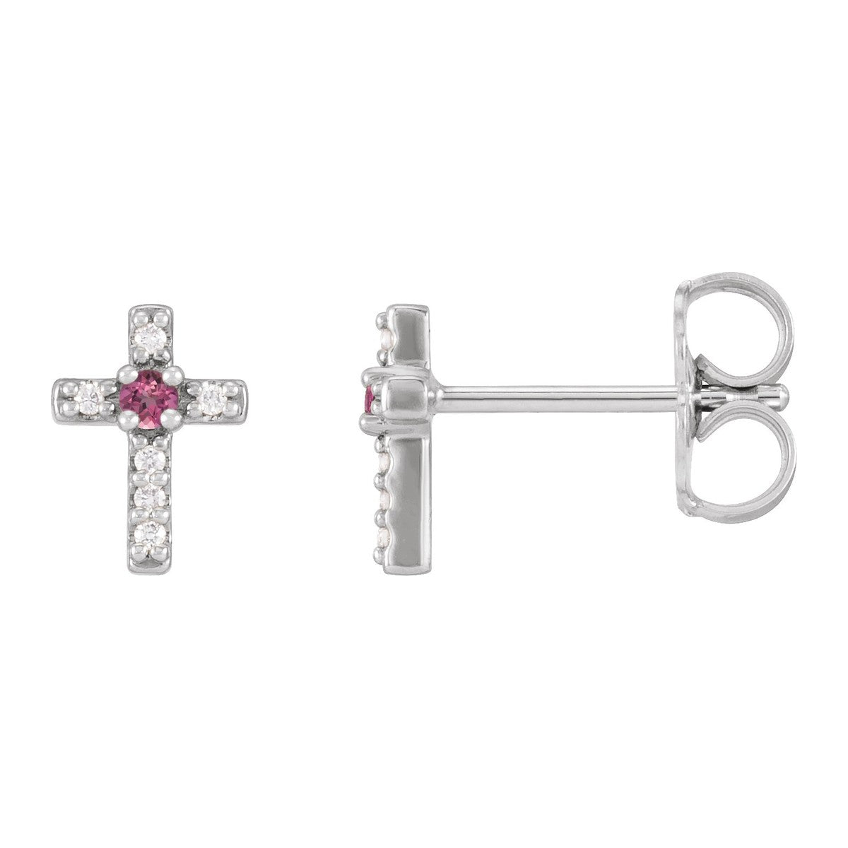 Gemstone Cross Stud Earrings