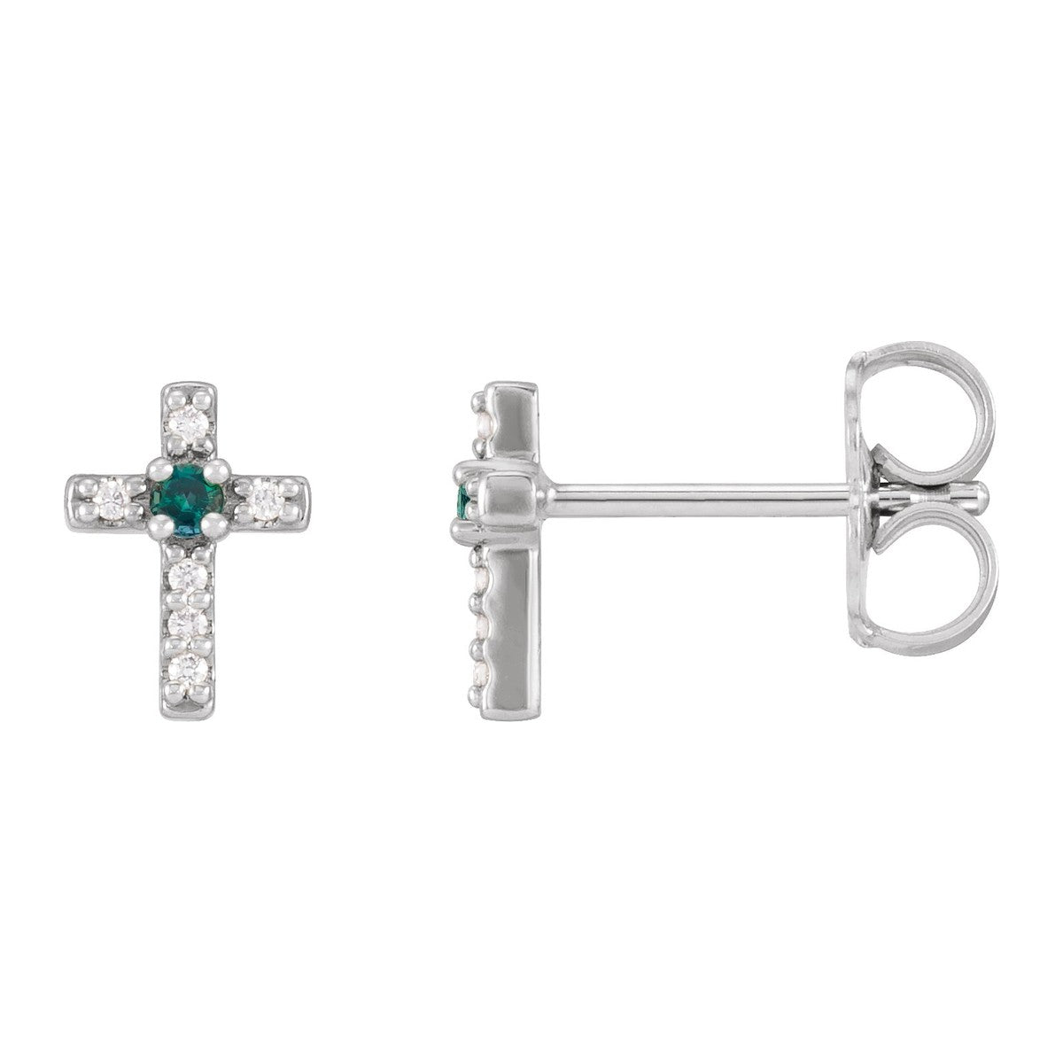 Gemstone Cross Stud Earrings
