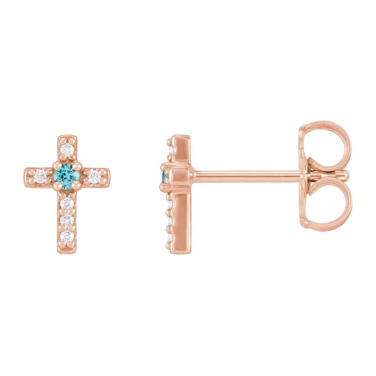 Gemstone Cross Stud Earrings