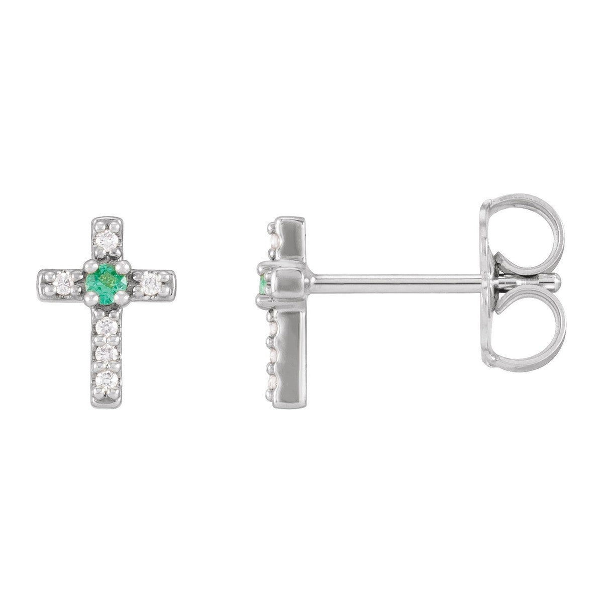 Gemstone Cross Stud Earrings