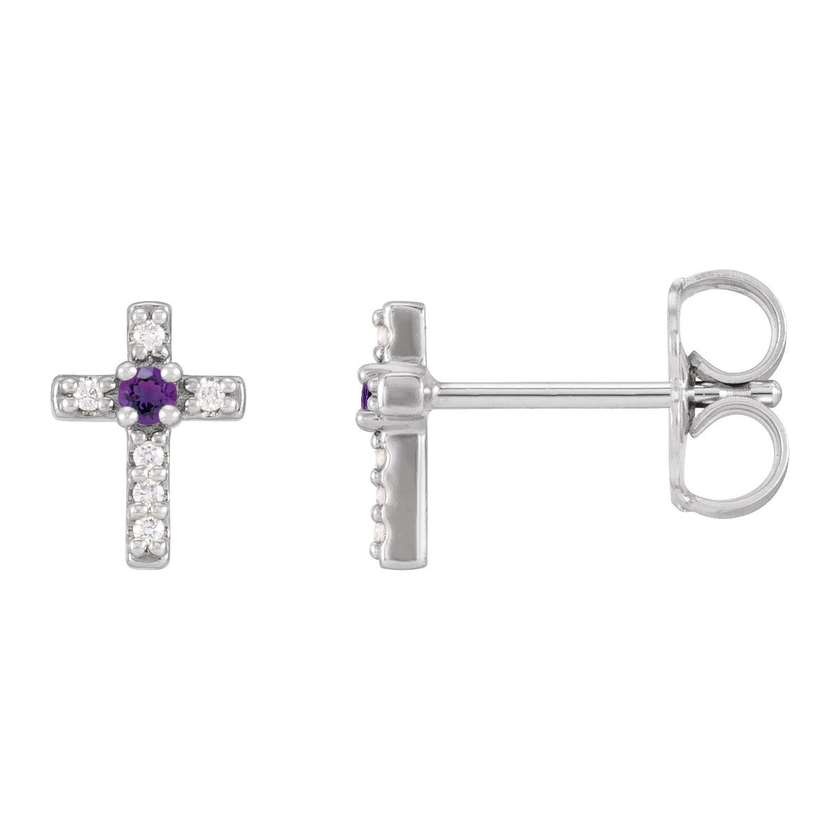 Gemstone Cross Stud Earrings