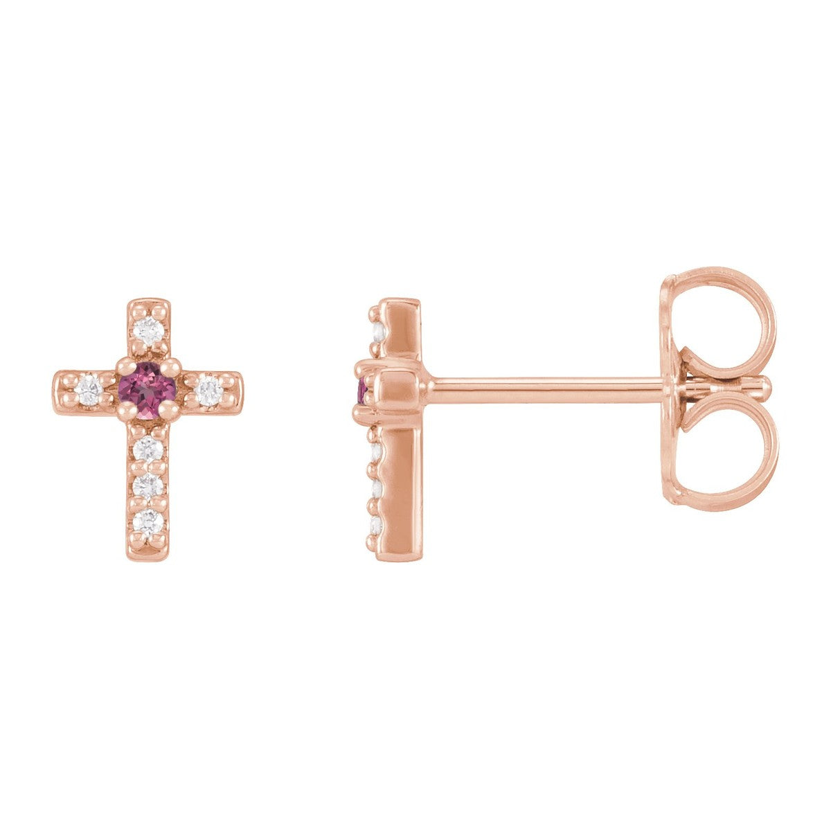 Gemstone Cross Stud Earrings