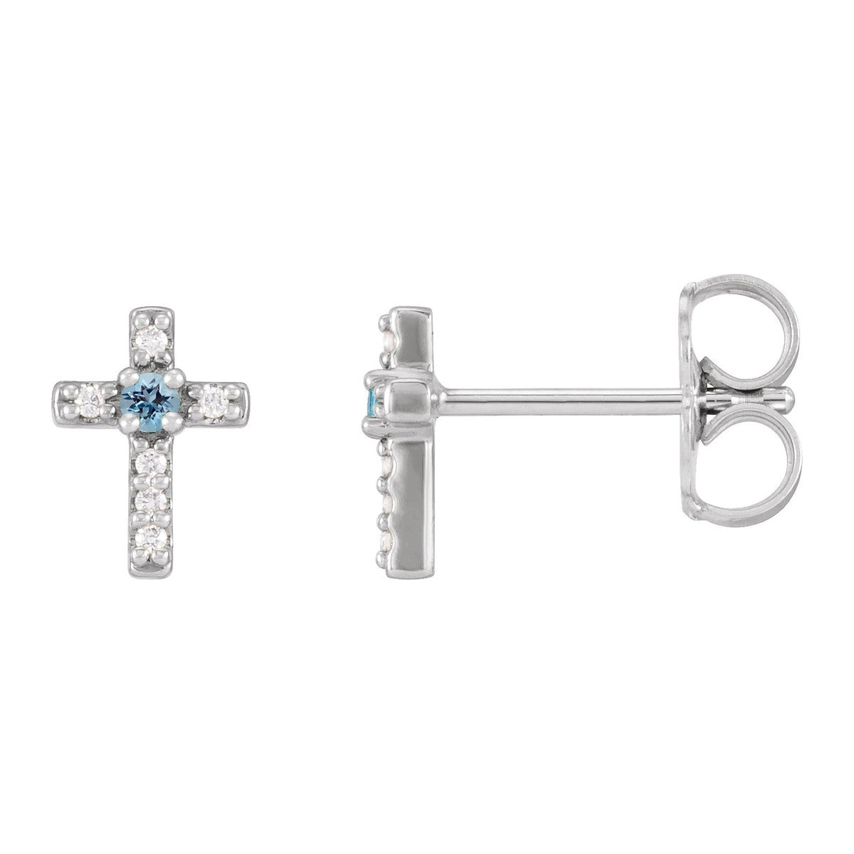 Gemstone Cross Stud Earrings
