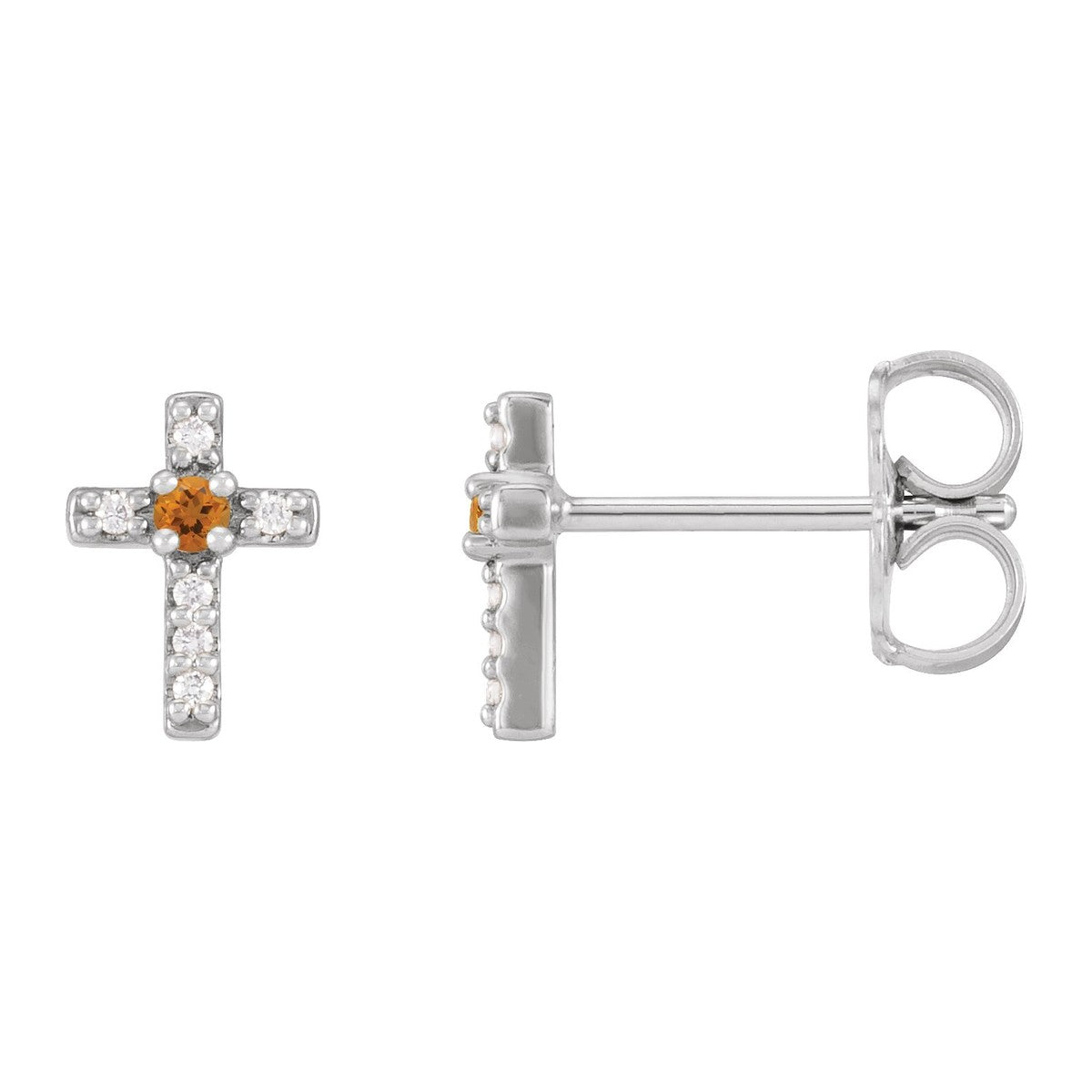 Gemstone Cross Stud Earrings