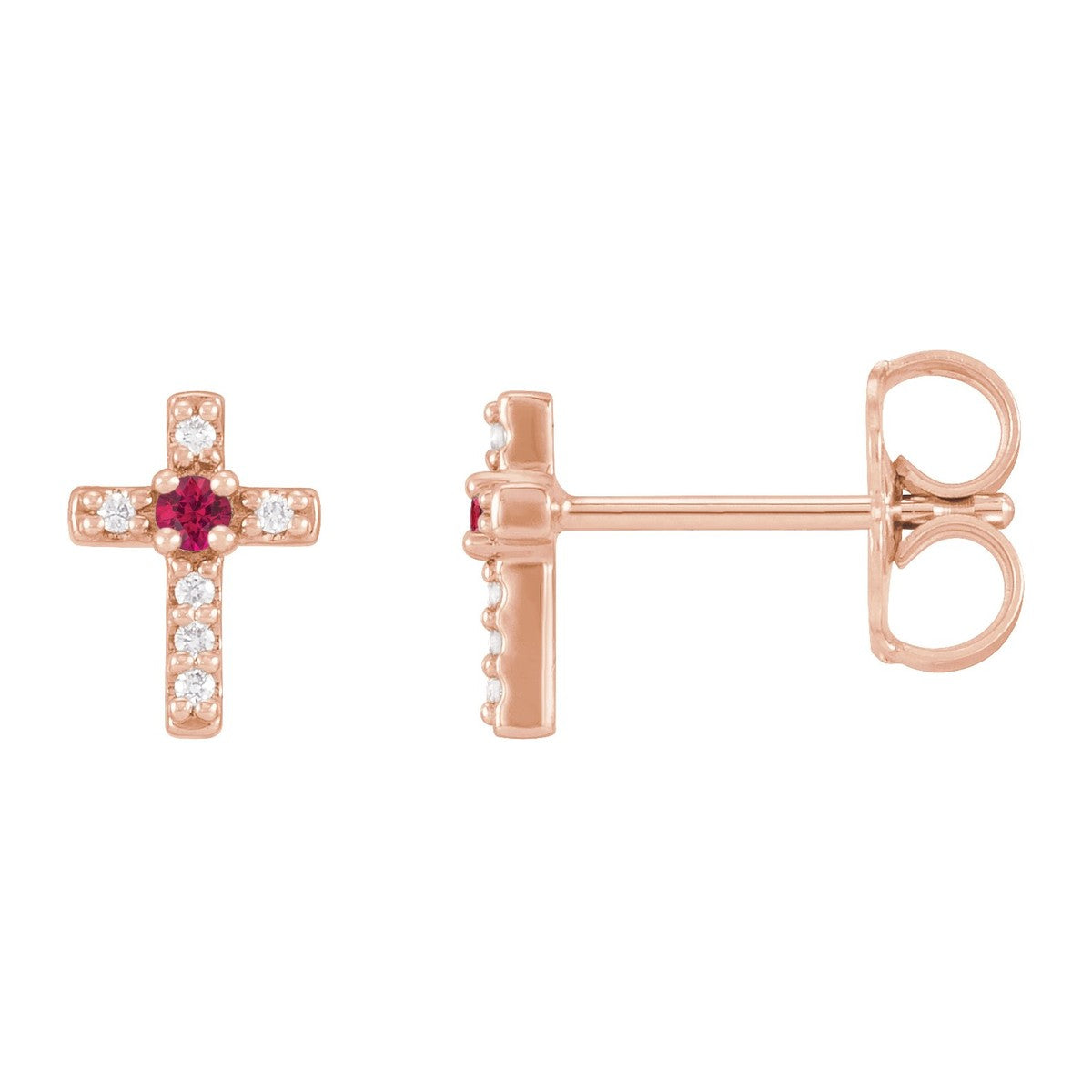 Gemstone Cross Stud Earrings