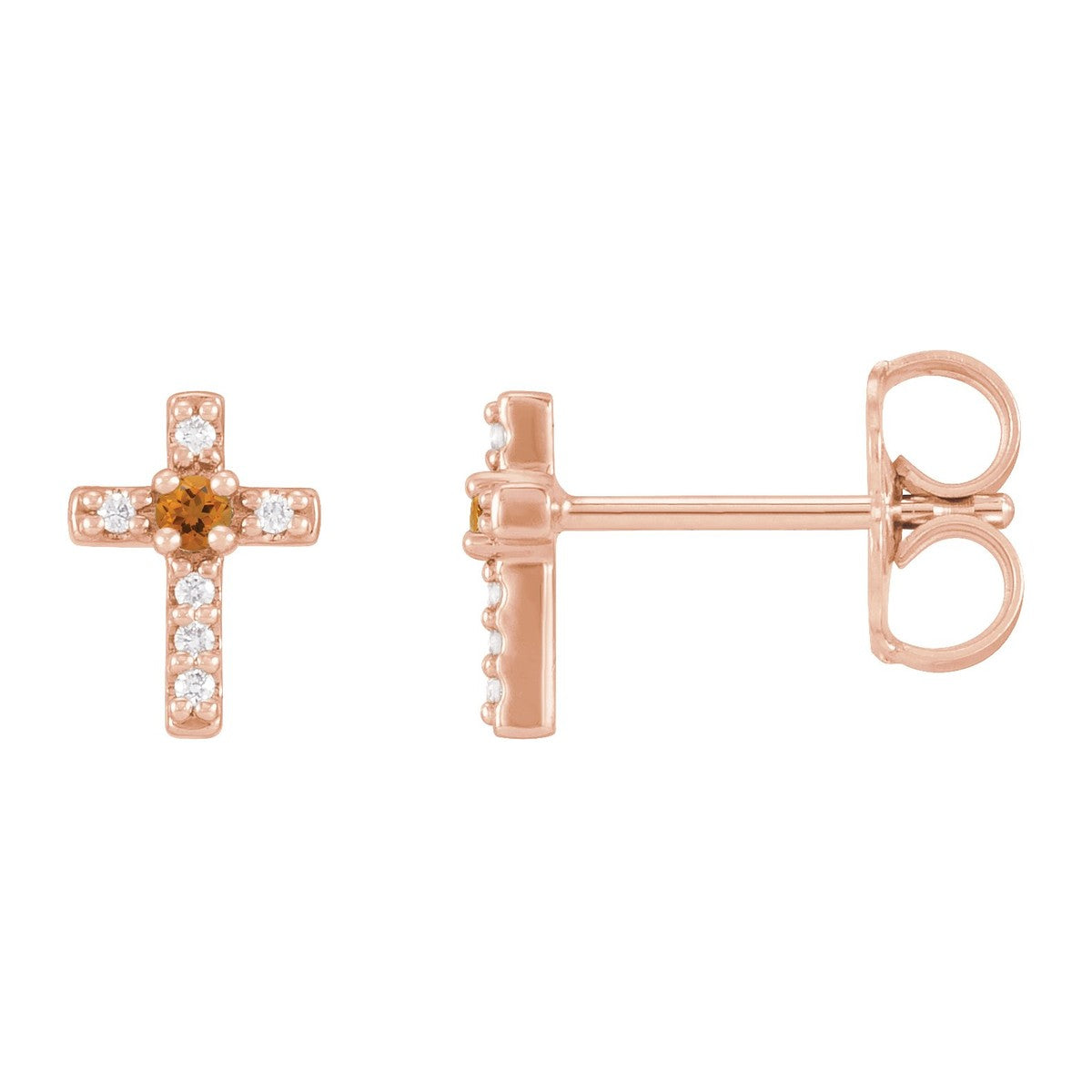 Gemstone Cross Stud Earrings