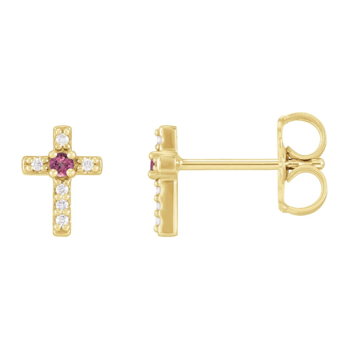 Gemstone Cross Stud Earrings