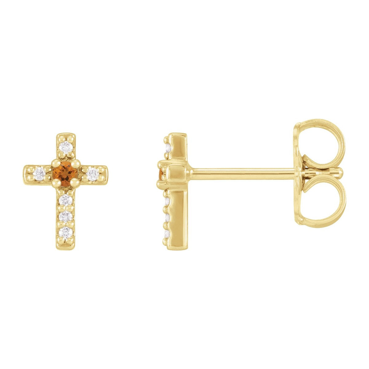 Gemstone Cross Stud Earrings