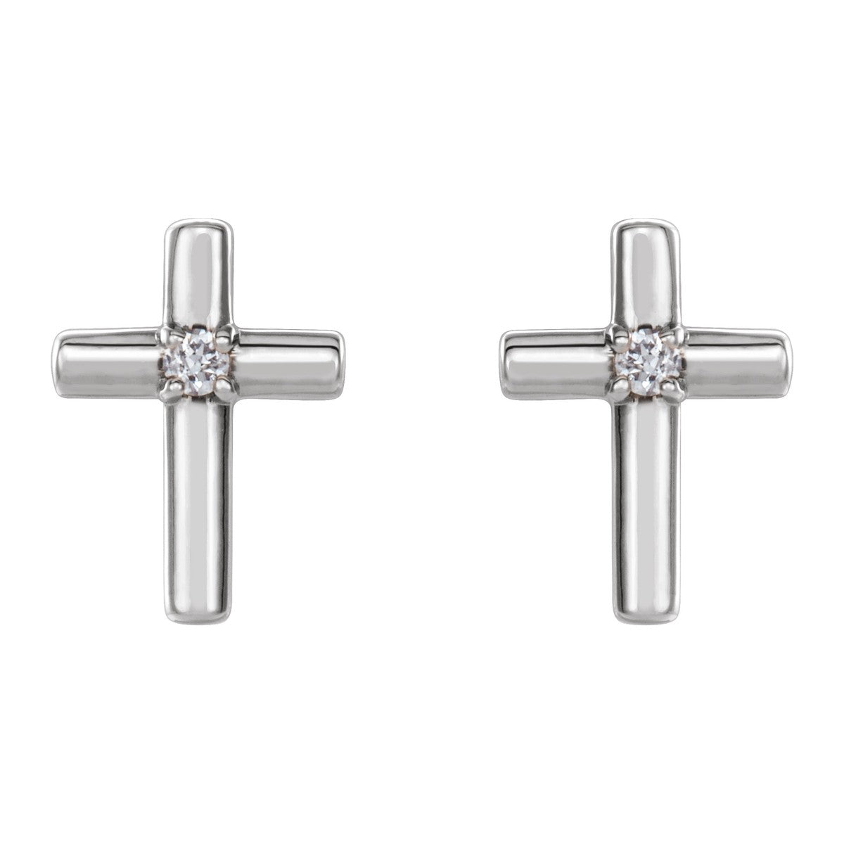 Solitaire Diamond Cross Stud Earrings