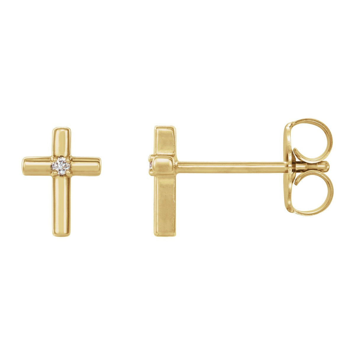 Solitaire Diamond Cross Stud Earrings