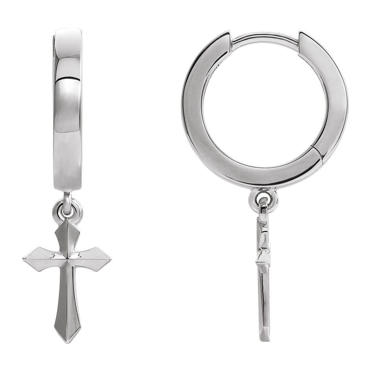 Cross Drop Hoop Earrings