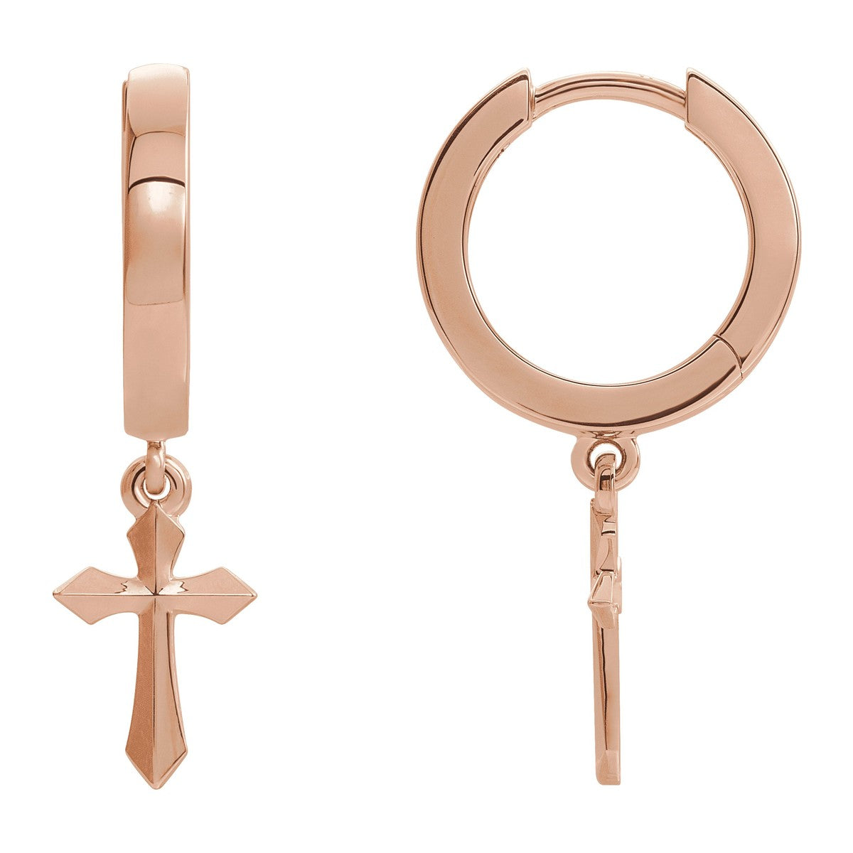 Cross Drop Hoop Earrings