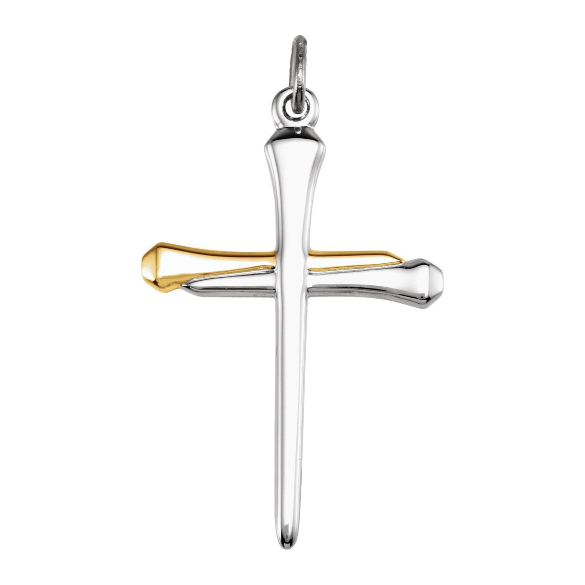 Two-Tone Nail Cross Necklace