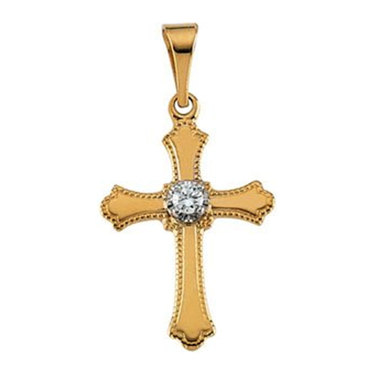 Beaded Fleury Diamond Cross Pendant