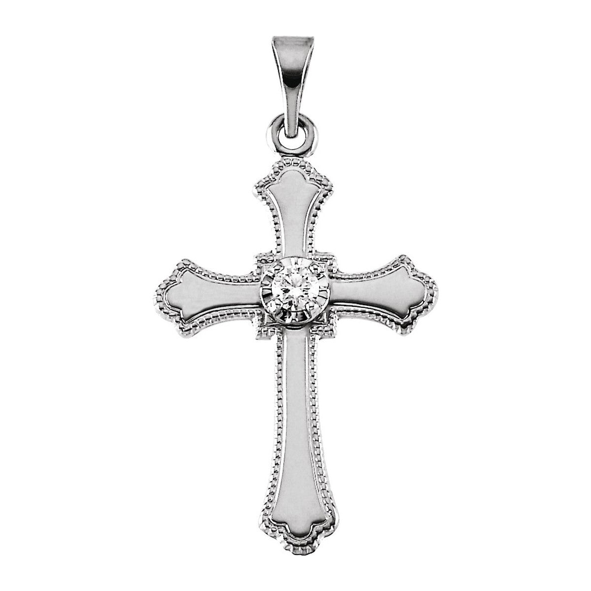 Beaded Fleury Diamond Cross Pendant