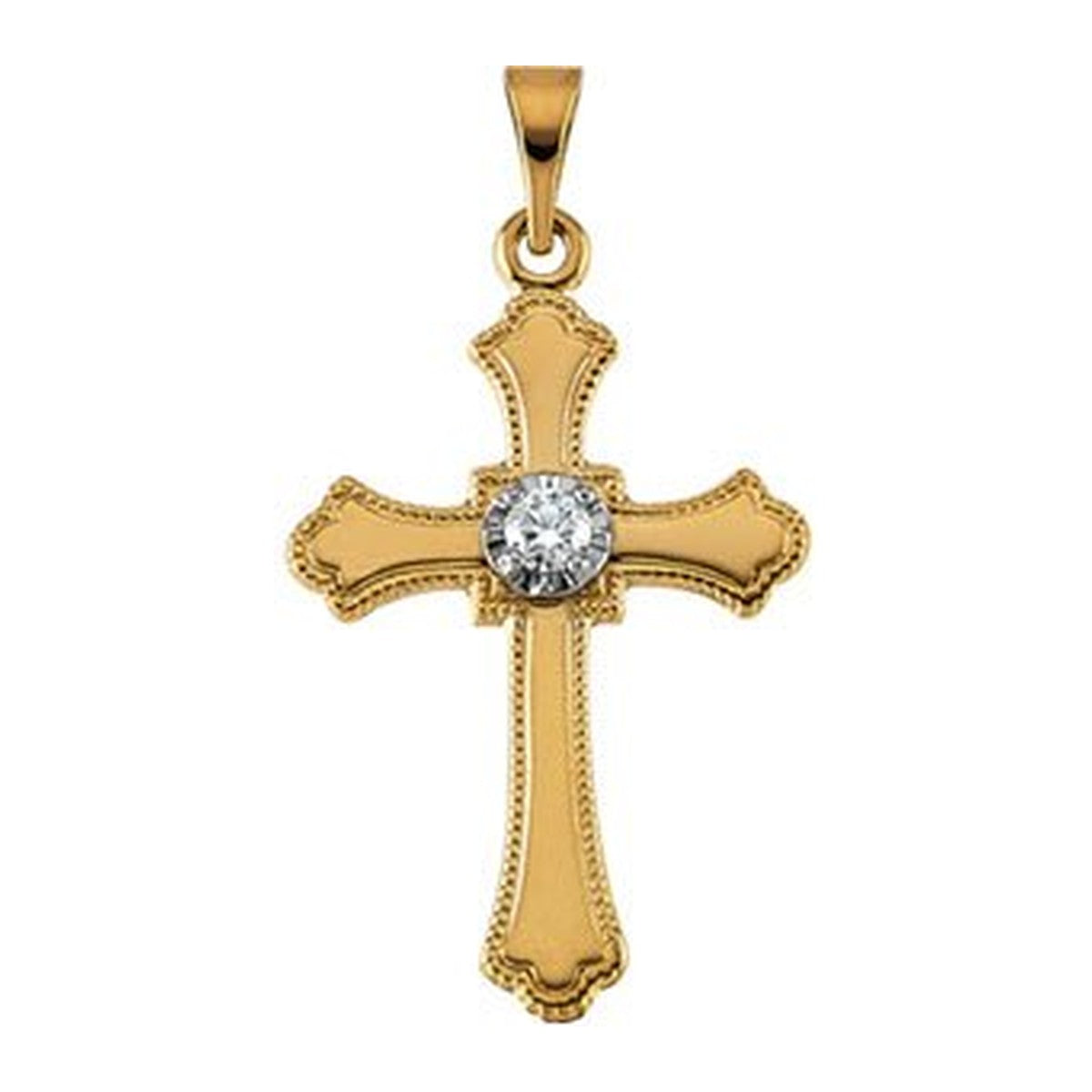 Beaded Fleury Diamond Cross Pendant