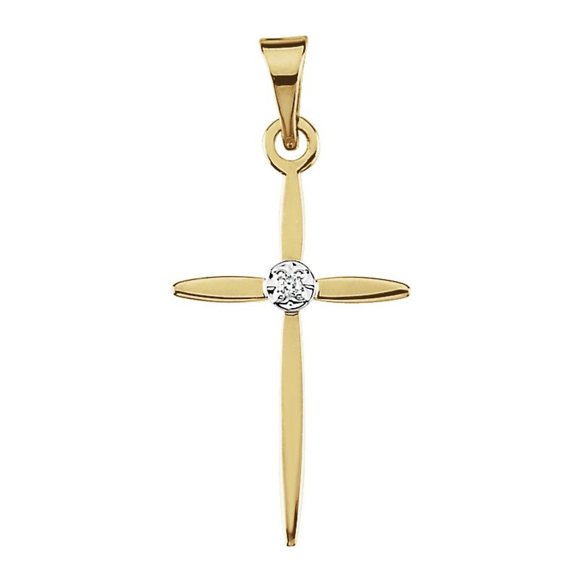 Two-Tone Slender Diamond Cross Pendant