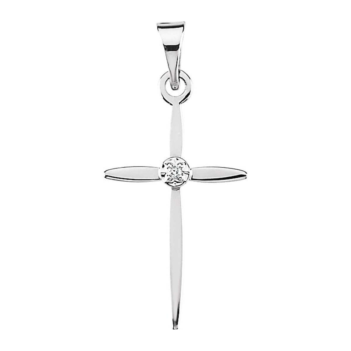 Two-Tone Slender Diamond Cross Pendant