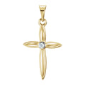 Two-Tone Petal Diamond Cross Pendant