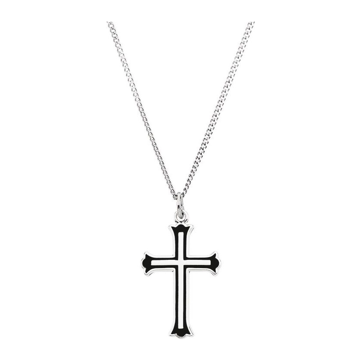Black Enamel Cross Necklace