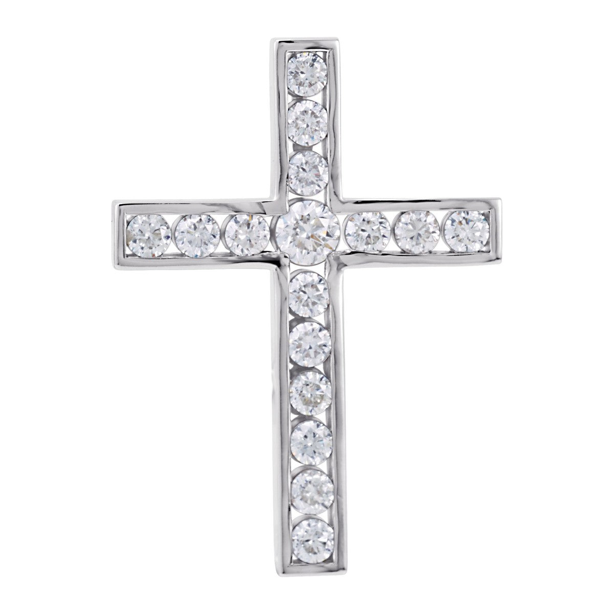 Channel-Set Diamond Cross Pendant