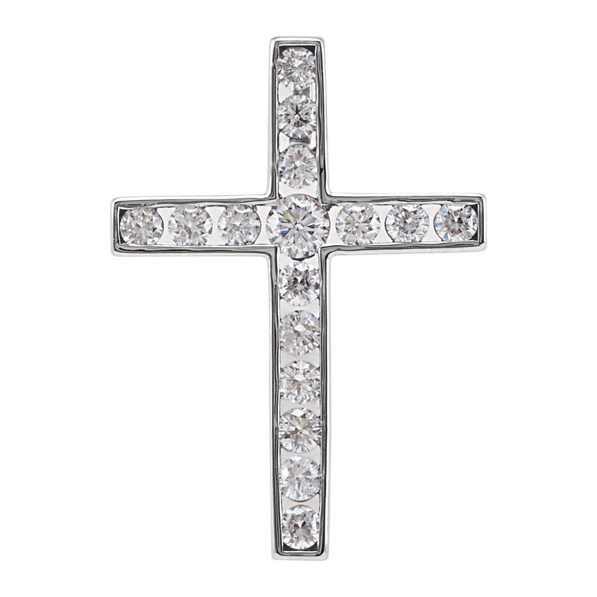 Channel-Set Diamond Cross Pendant