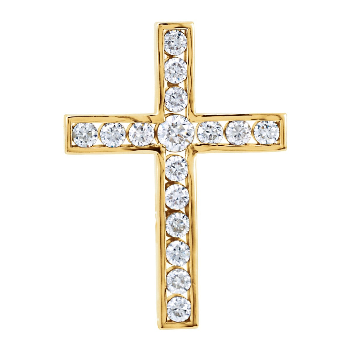 Channel-Set Diamond Cross Pendant