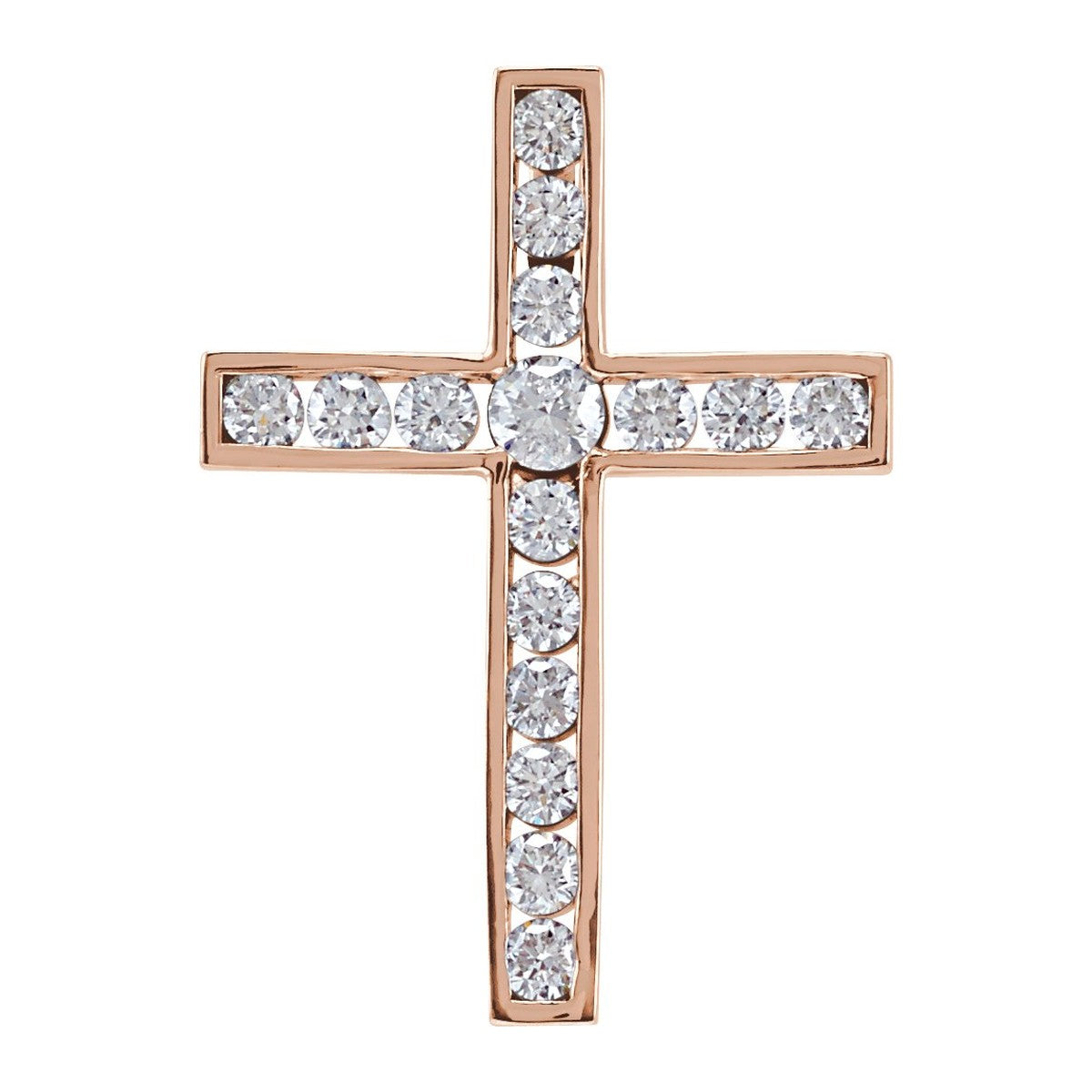 Channel-Set Diamond Cross Pendant