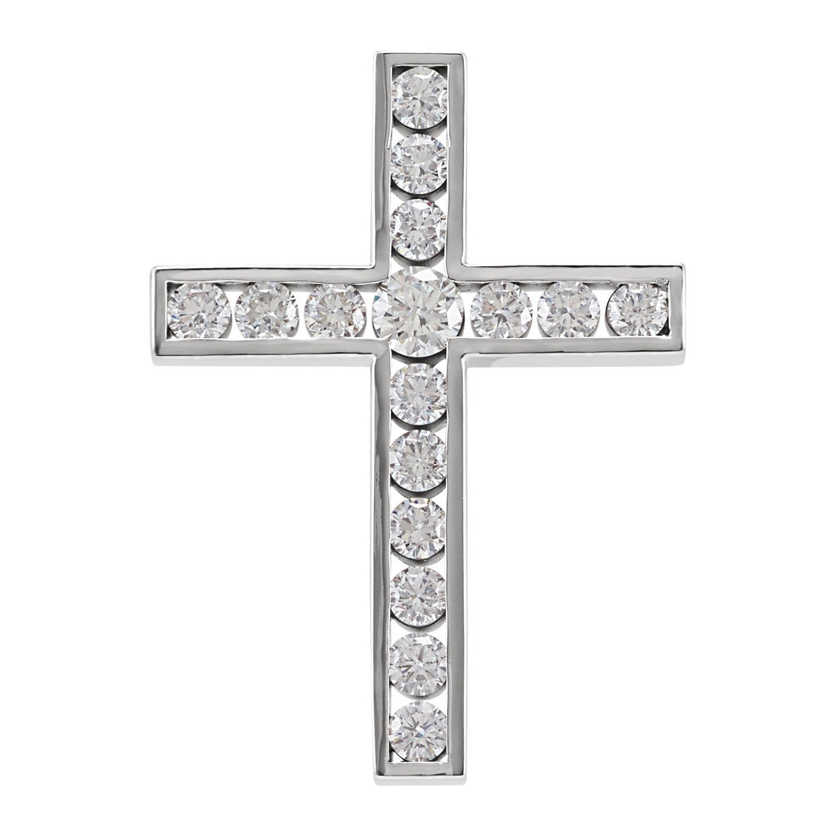 Channel-Set Diamond Cross Pendant