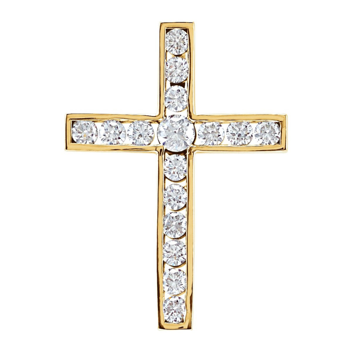 Channel-Set Diamond Cross Pendant