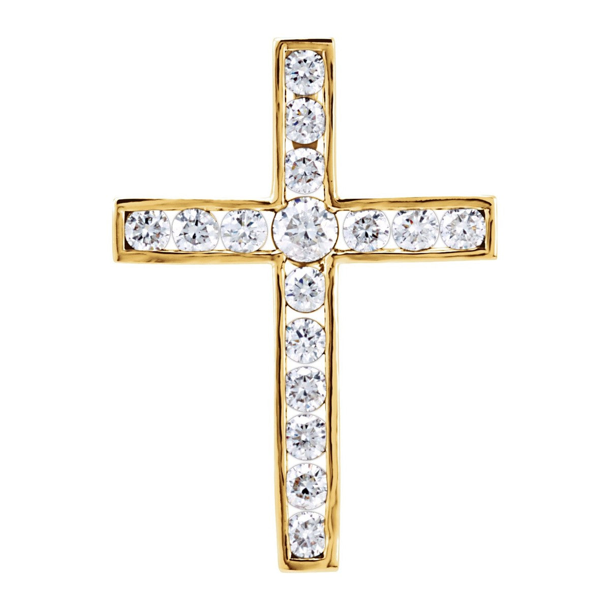 Channel-Set Diamond Cross Pendant
