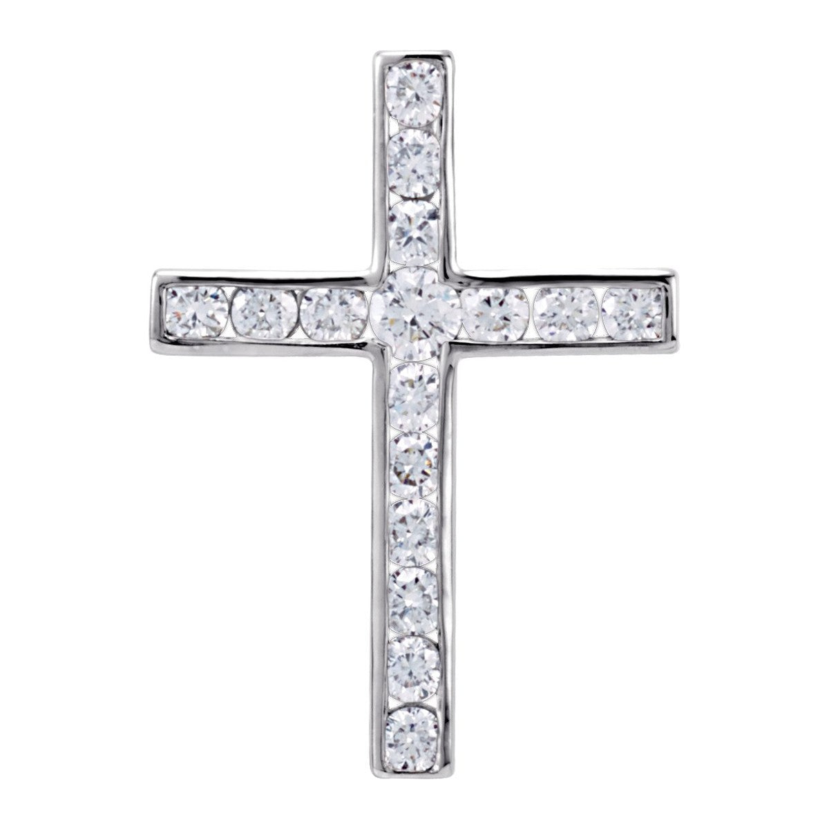 Channel-Set Diamond Cross Pendant