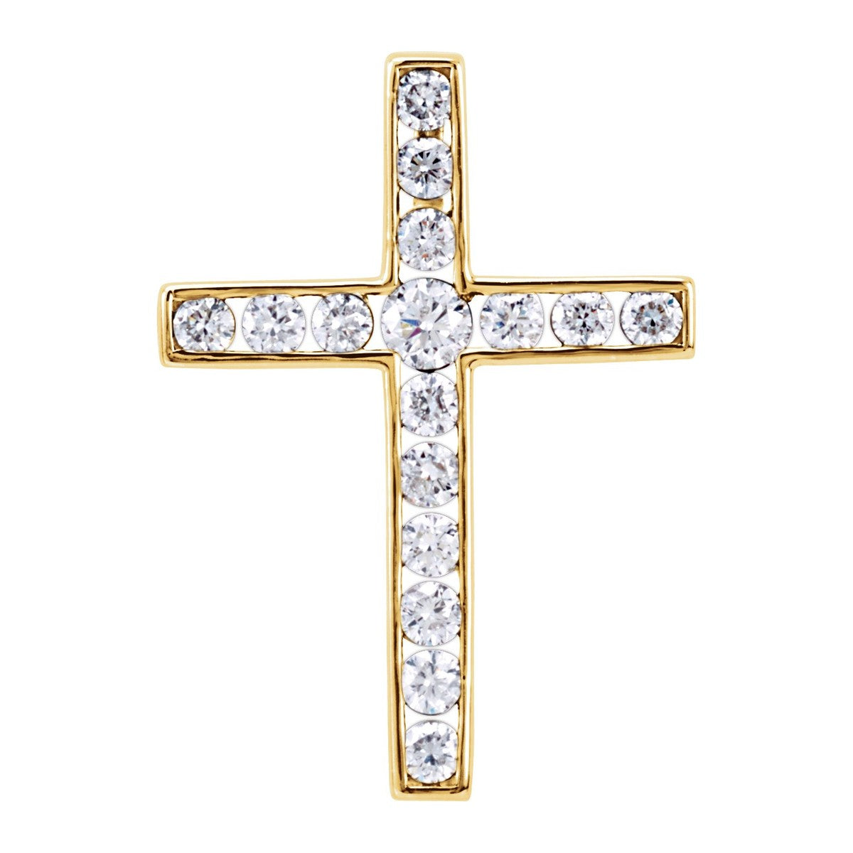 Channel-Set Diamond Cross Pendant