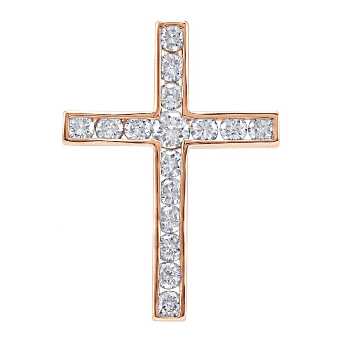 Channel-Set Diamond Cross Pendant