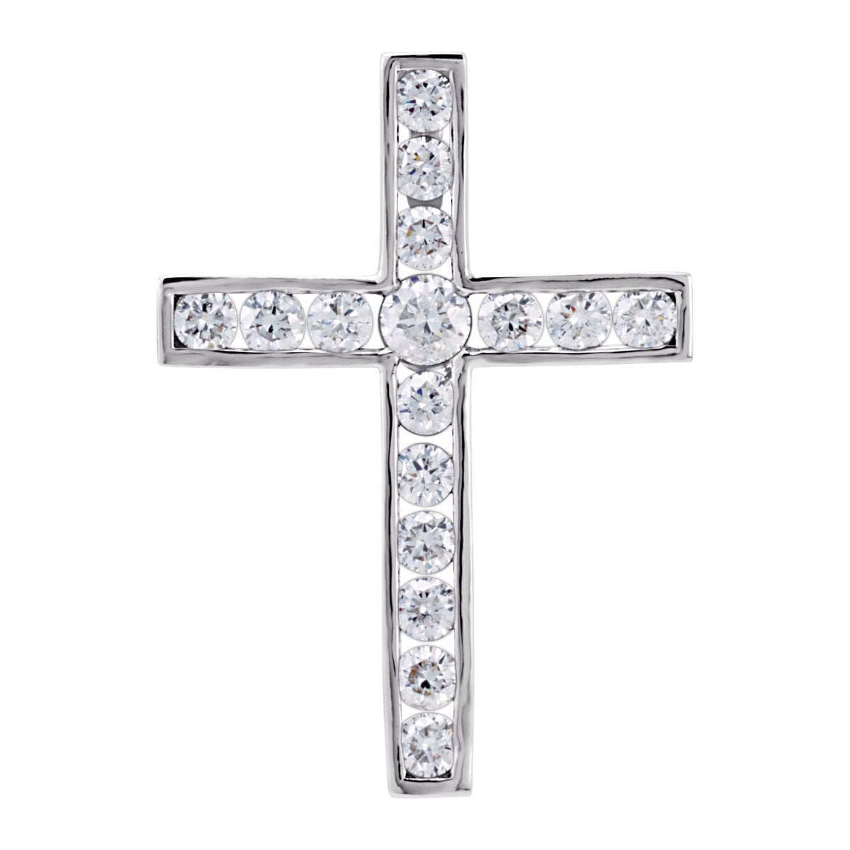 Channel-Set Diamond Cross Pendant