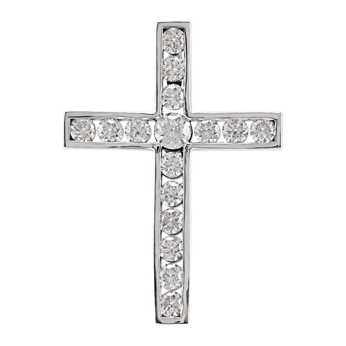 Channel-Set Diamond Cross Pendant