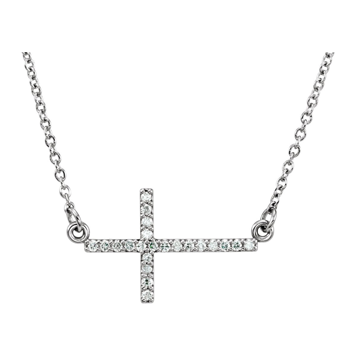 Pavé Sideways Cross Necklace
