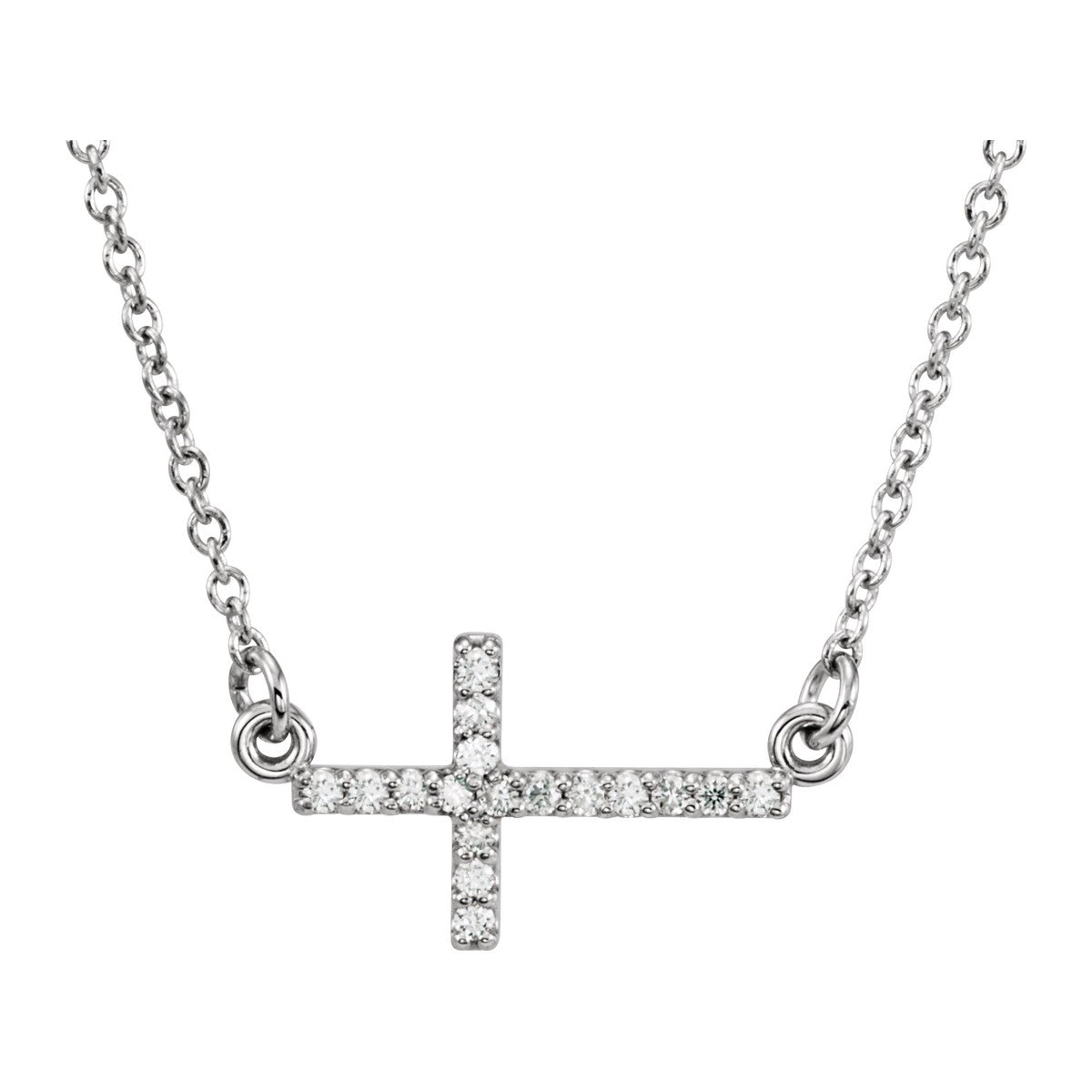 Pavé Sideways Cross Necklace