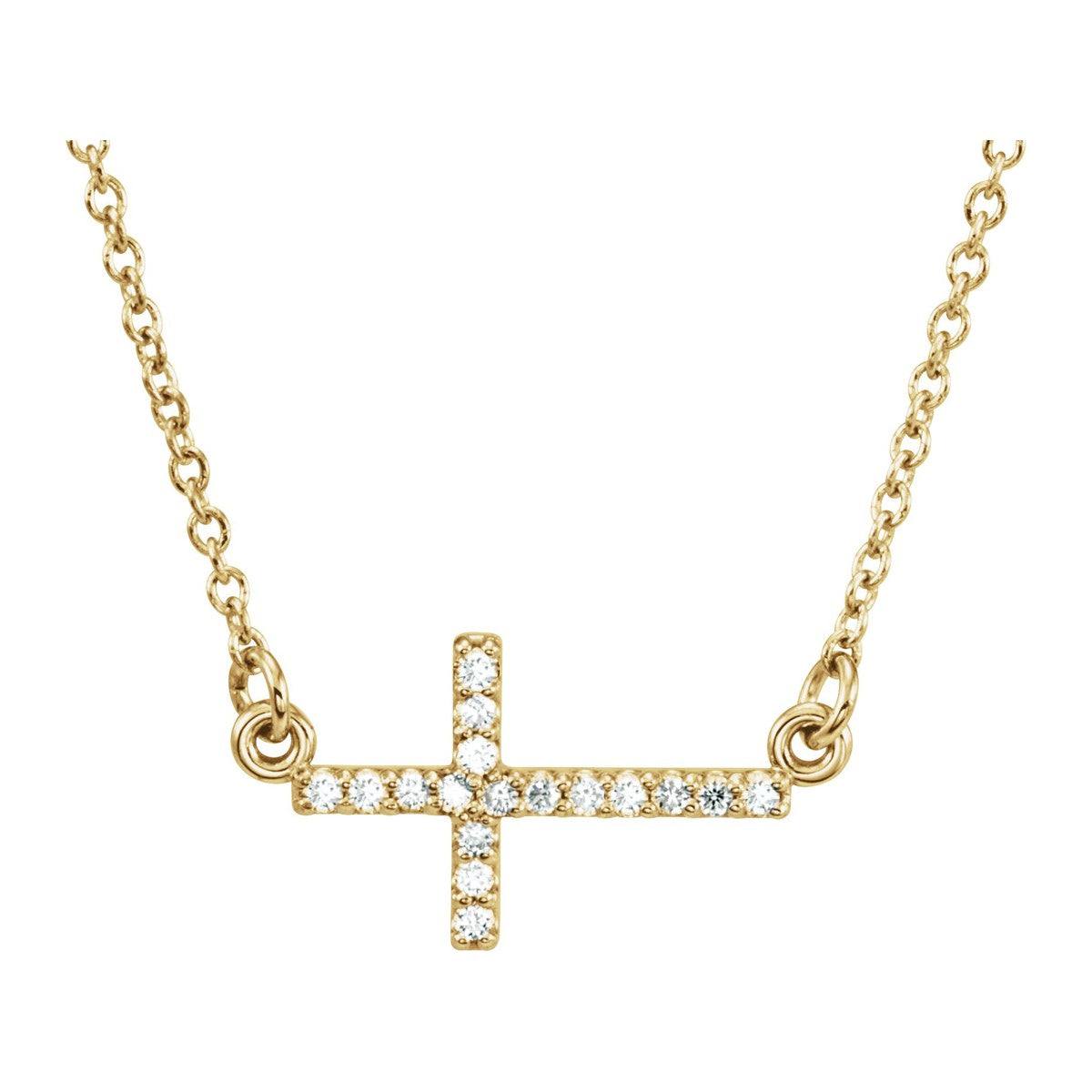 Pavé Sideways Cross Necklace