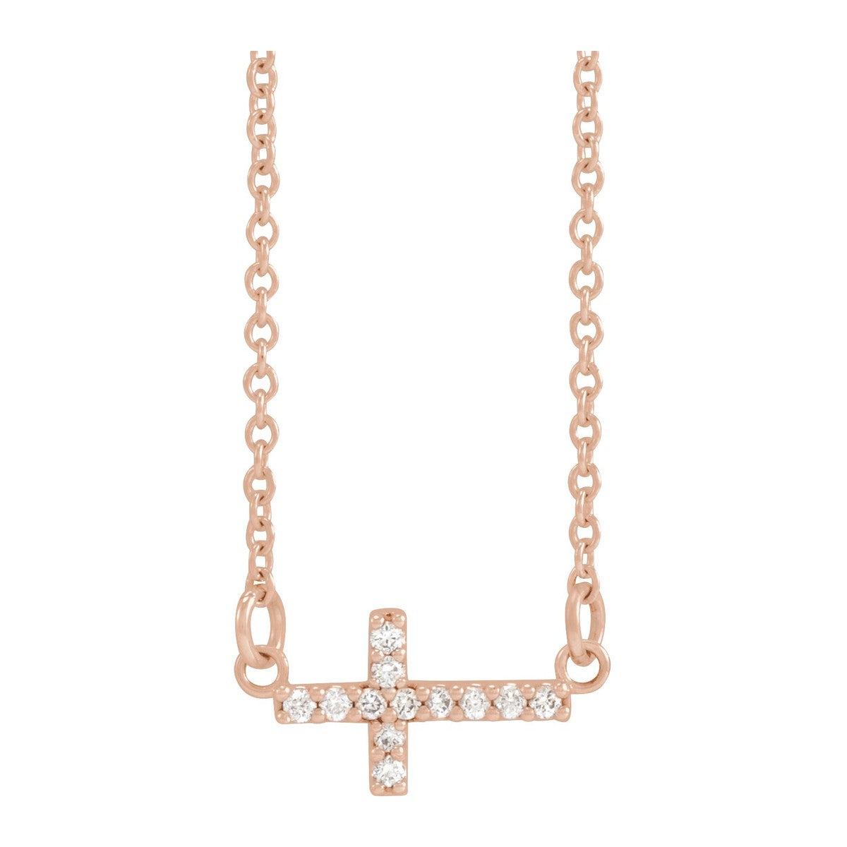 Pavé Sideways Cross Necklace